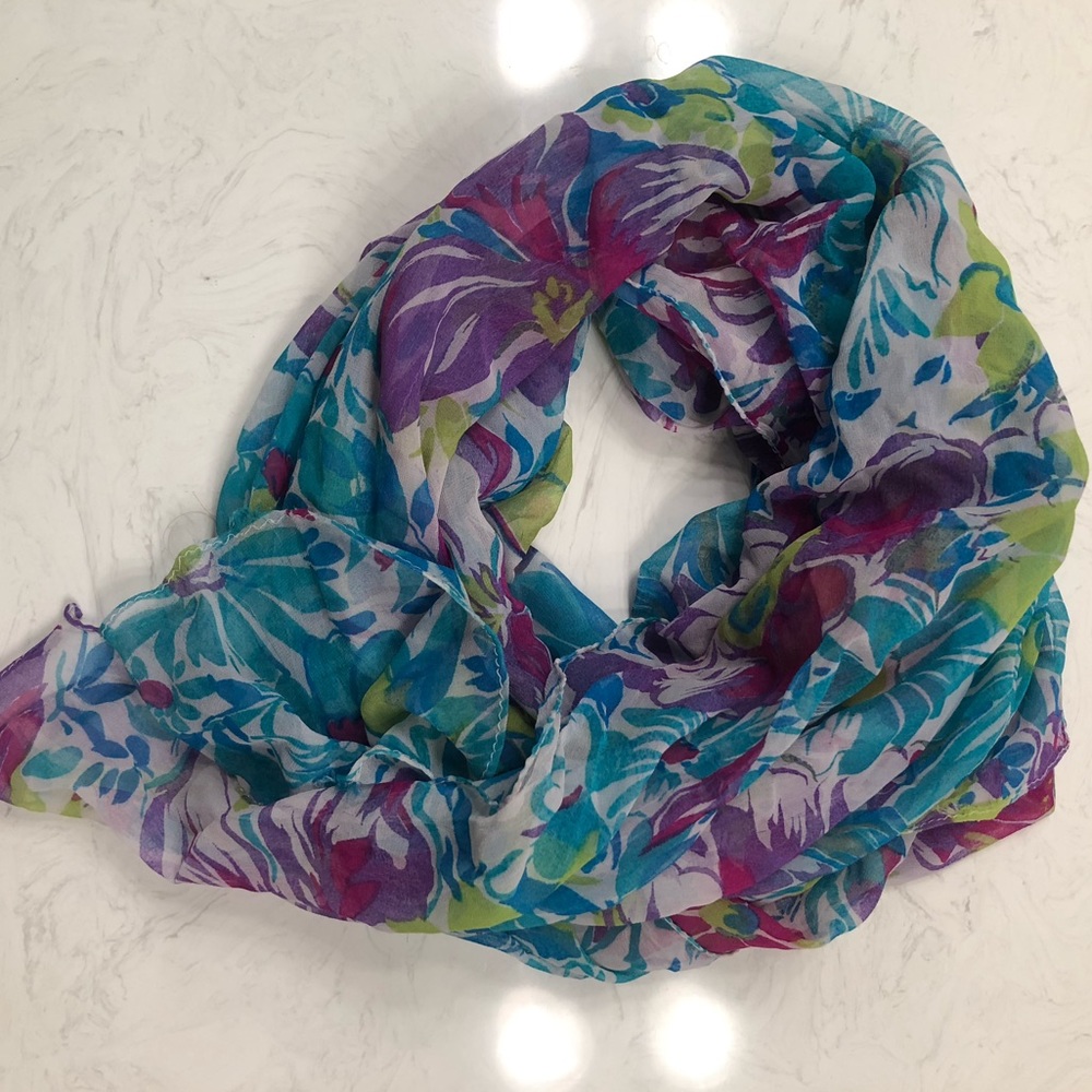 Floral Print Polyester Scarf